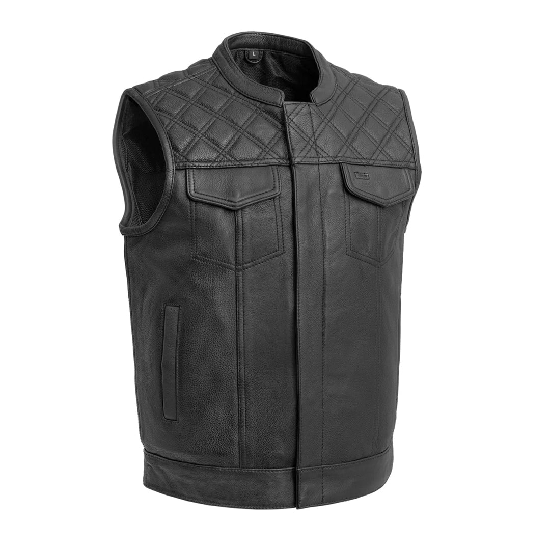 Hellbound Men’s Motorcycle Leather Vest | Columbus Leather USA