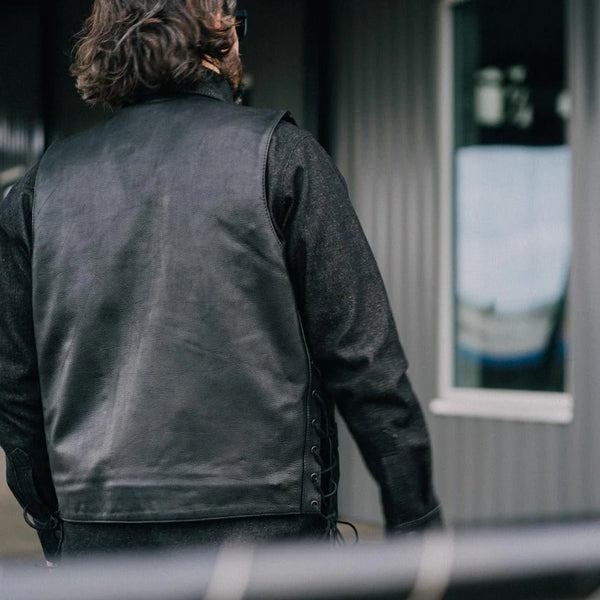 Outrider Men’s Motorcycle Western Style Leather Vest | Columbus Leather USA