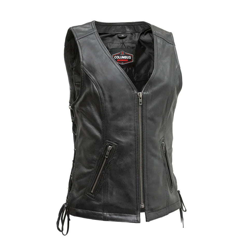 Sierra – Women’s Motorcycle Sheepskin Vest | Columbus Leather USA