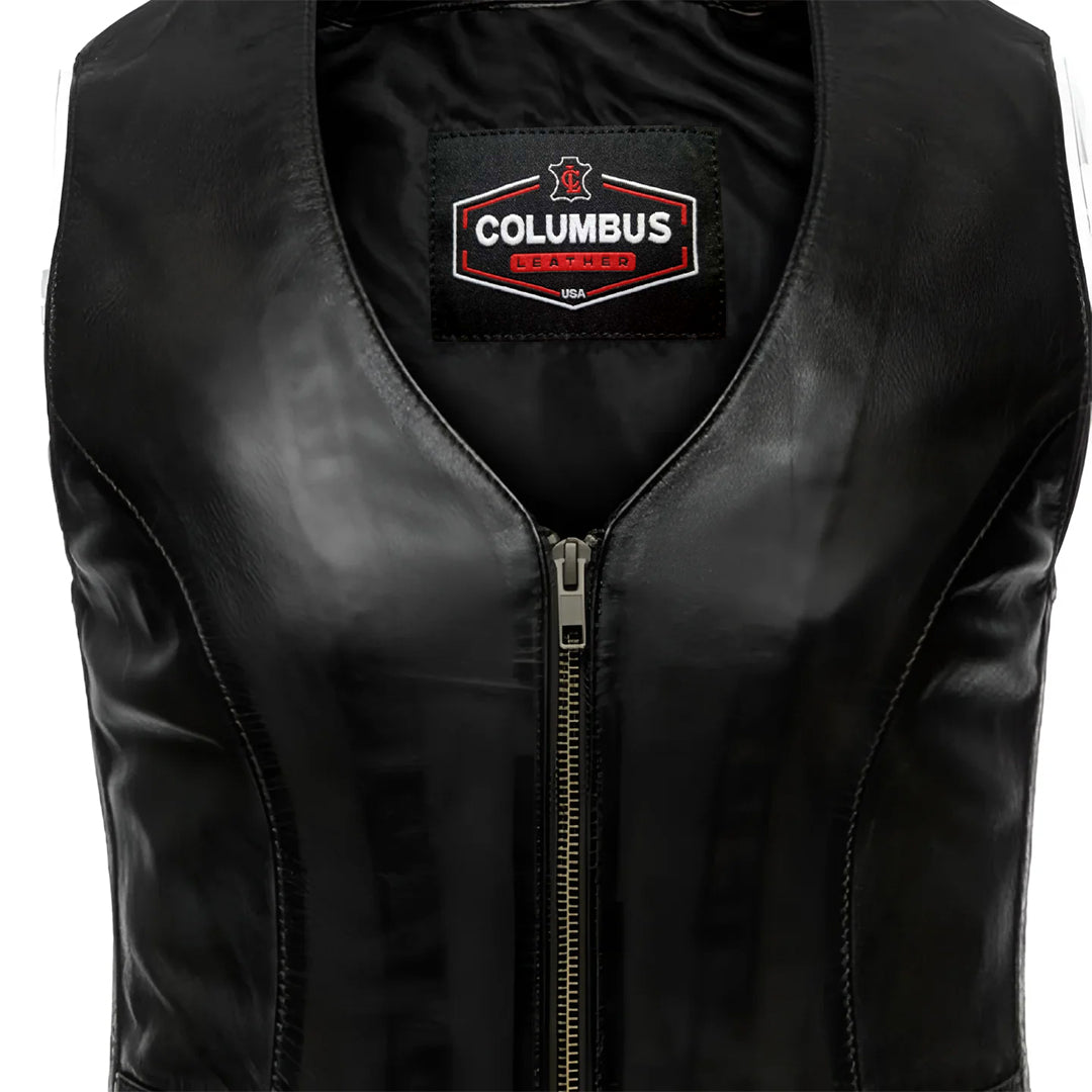 Texana – Women’s Western Motorcycle Leather Vest | Columbus Leather USA