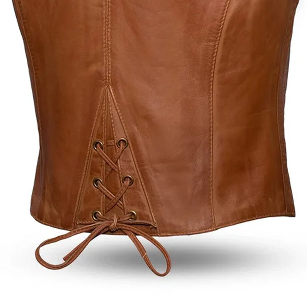 Texana – Women’s Western Motorcycle Leather Vest | Columbus Leather USA