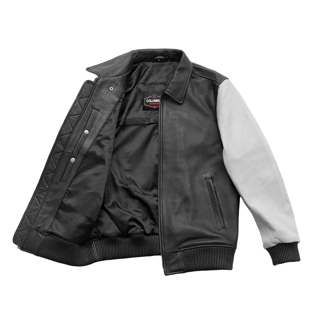 Thunder Bomber Two Tone Men’s Leather Jacket | Columbus Leather USA