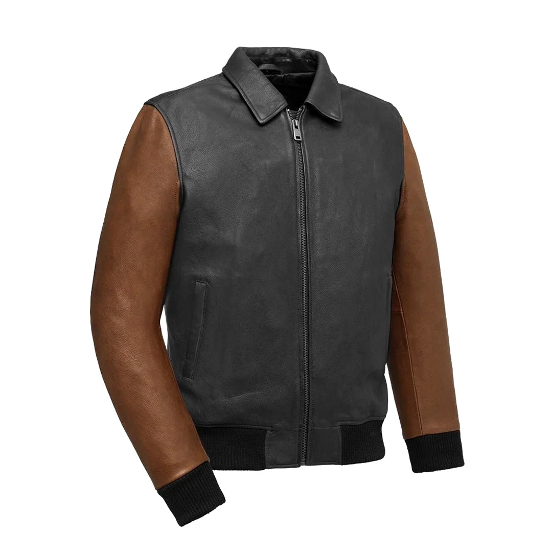 Thunder Bomber Two Tone Men’s Leather Jacket | Columbus Leather USA