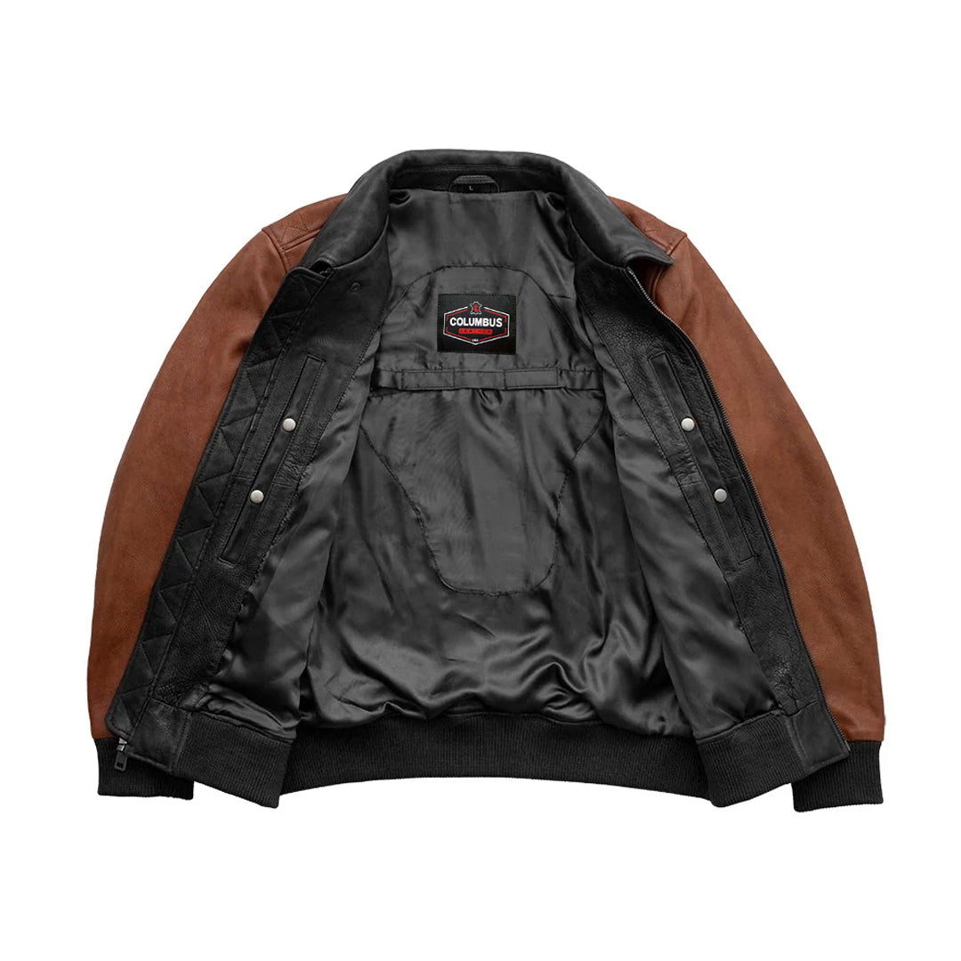 Thunder Bomber Two Tone Men’s Leather Jacket | Columbus Leather USA