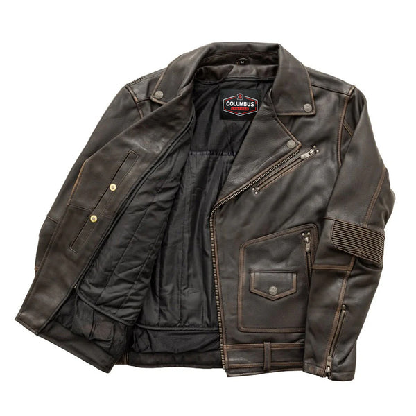 Wrathborn Men's Motorcycle Leather Jacket | Columbus Leather USA